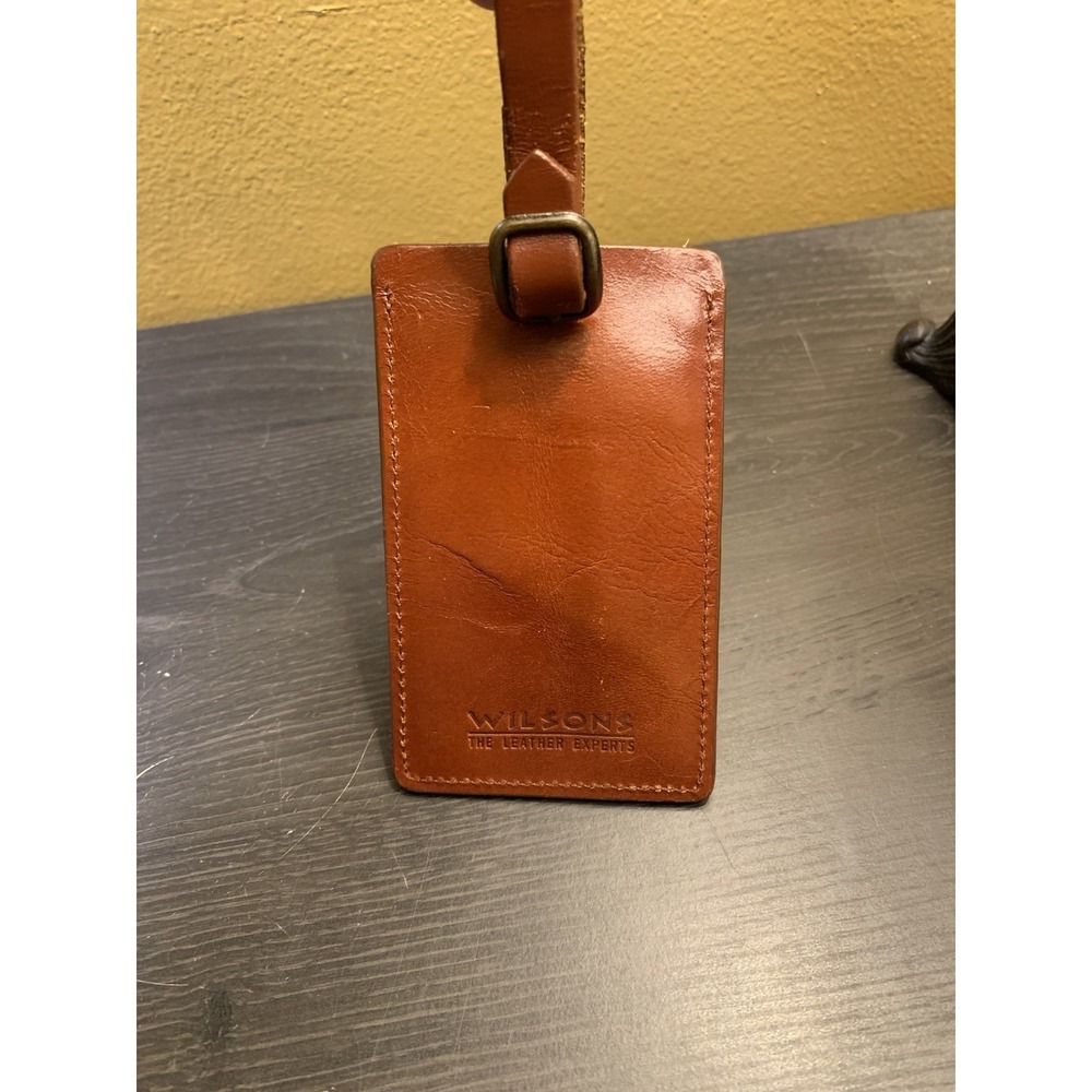 Wilson's Leather Brown Leather Luggage Suitcase Travel Tag‎